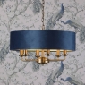 Laura Ashley 3lt Pendant Matt Antique Brass & Blue Shade 