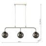 Feya 3 Light Bar Pendant With Smoked Glass Shades