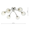 Izzy 6 Light Semi Flush With Twisted Style Closed Glass Shades