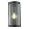 Anund 1 Light Outdoor Wall Light Black & Clear Ribbed Glass