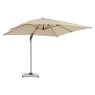 Holt 3m Wood Effect Square Side Parasol with Lights, Granite Base & Cover - Sand