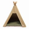 Pooch & Paws Medium Dog Teepee & Mat Combination Set - Light Sand/Olive Green