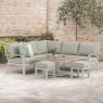 Umbria Corner Sofa with Mini Adjustable Table & 2 Stools in Mocha